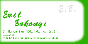 emil bokonyi business card